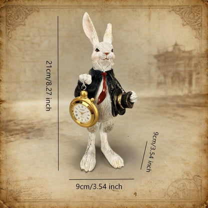 White Rabbit Pocket Watch Figurine Resin Statue for Home Decor - product image 3