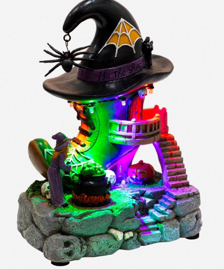 Halloween Village Musical Witch Shoe House with LED Lights - product image 2