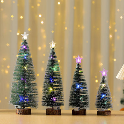 Lighted Mini Christmas Tree with LED Star for Christmas Village Decor
