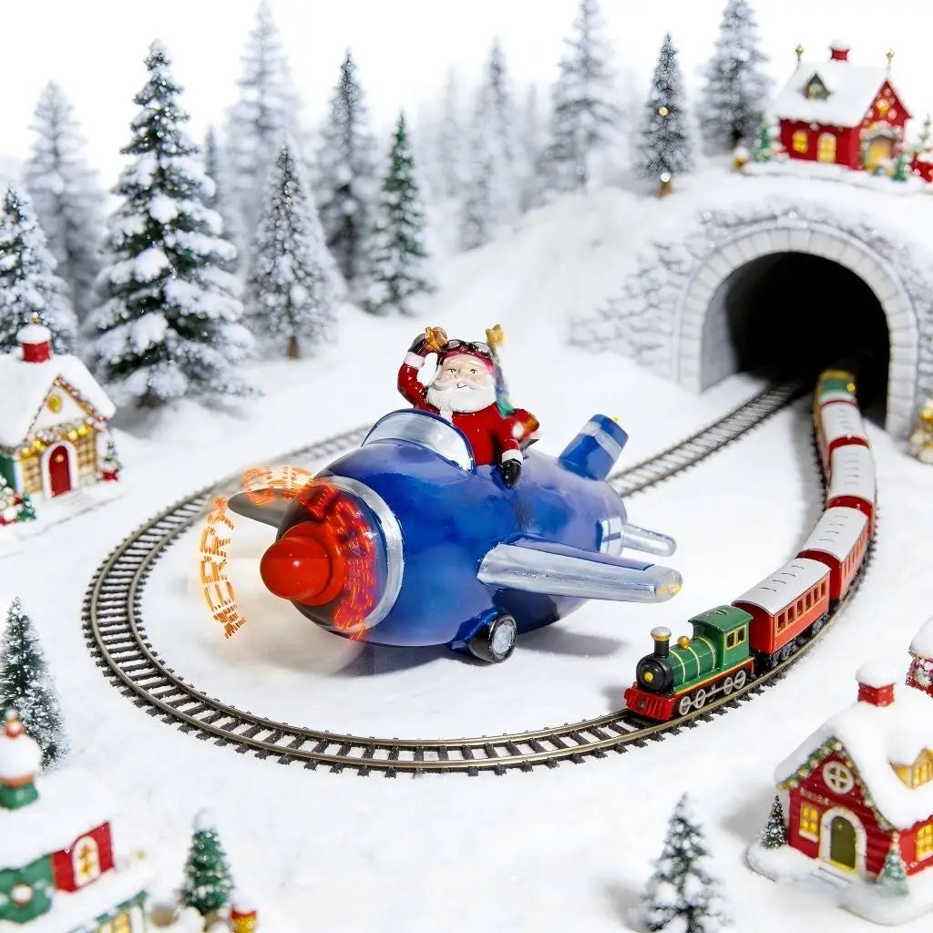 Christmas LED Rotating Santa Claus Airplane Tabletop Decor with "Merry Christmas" Light Effect - product image 4