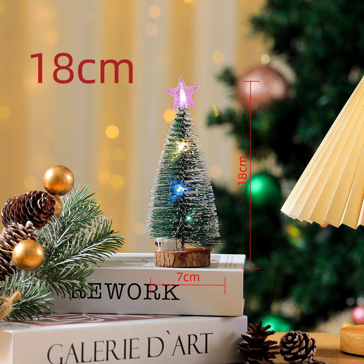 Lighted Mini Christmas Tree with LED Star for Christmas Village Decor - product image 5