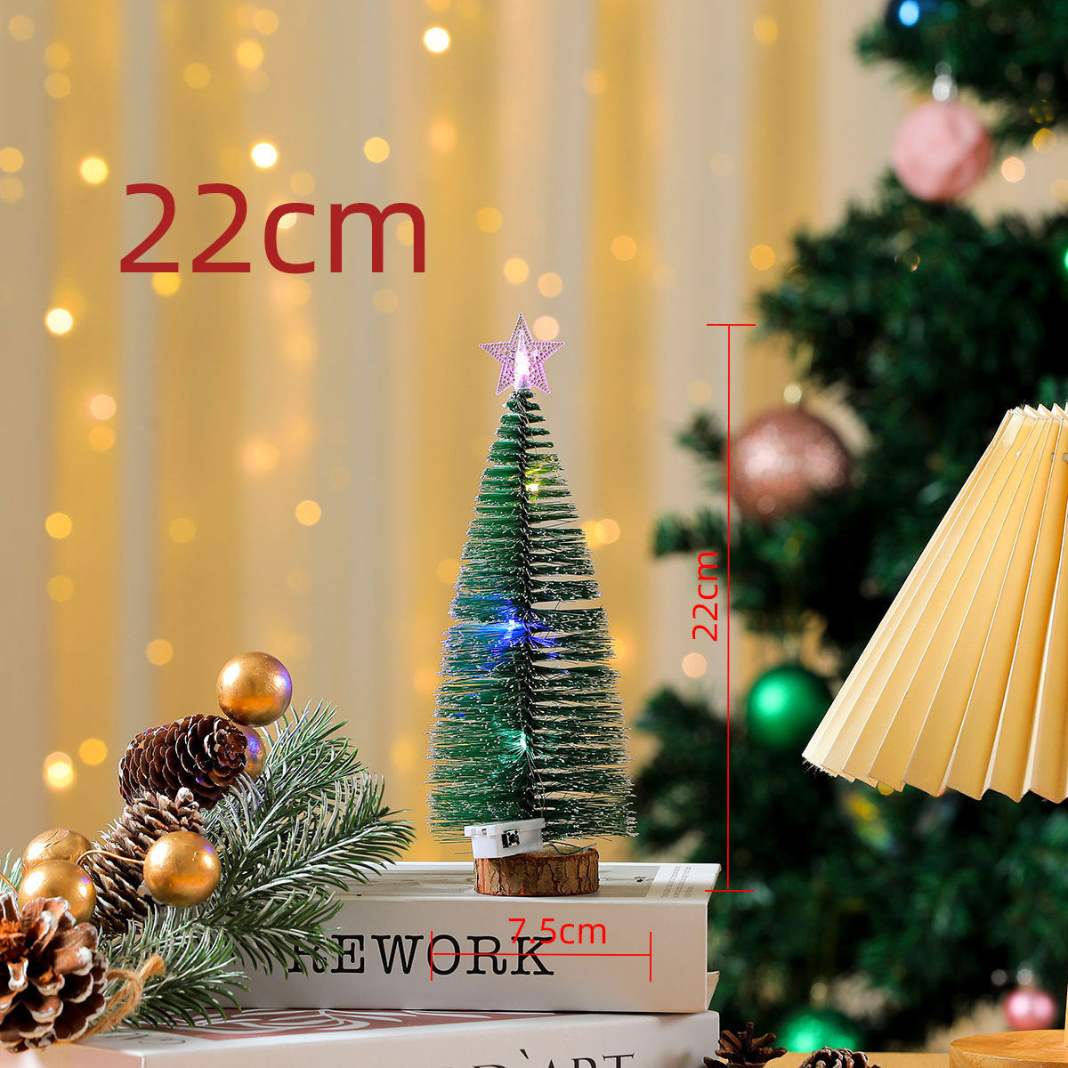 Lighted Mini Christmas Tree with LED Star for Christmas Village Decor - product image 6