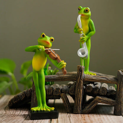 Funny Musical Frog Figurine for Fairy Garden Decor – Bass, Violin, Cello & Saxophone - product image 4