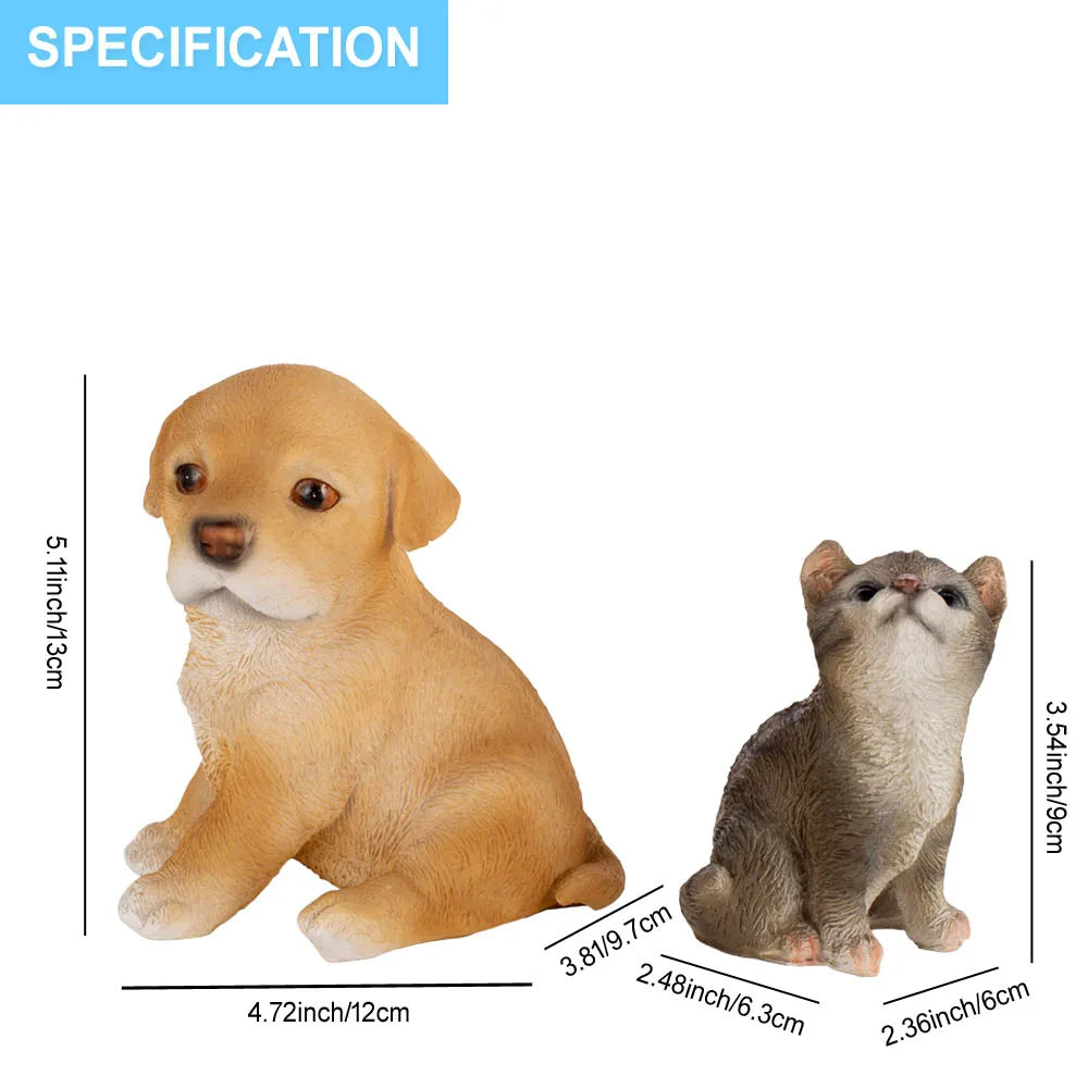 Resin Puppy and Kitten Figurines Cute Dog Cat Garden Statue Set - product image 4