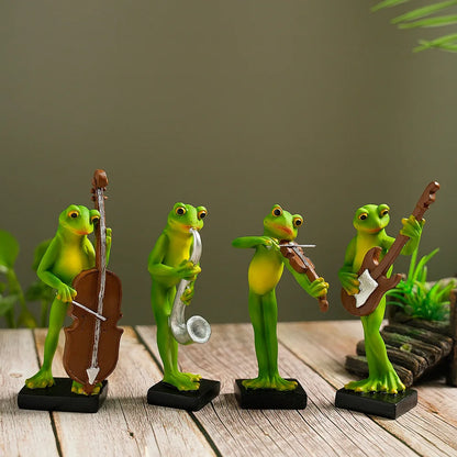 Funny Musical Frog Figurine for Fairy Garden Decor – Bass, Violin, Cello & Saxophone - product image 2