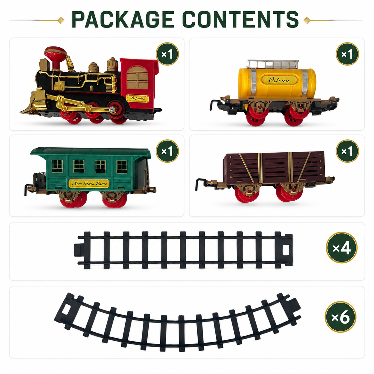 Classic Electric Train Set with Light, Sound & Smoke – 4-Piece Railway Toy - product image 4