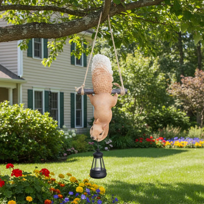 Hanging Squirrel Solar Lantern Garden Statue Whimsical Tree Decor - product image 5