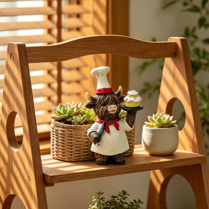 Cute Highland Cow Chef Resin Kitchen Utensil Holder & Organizer Decor - product image 5