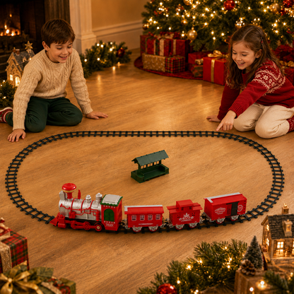Vintage Red Christmas Train Set with Smoke, Lights & Music - product image 6