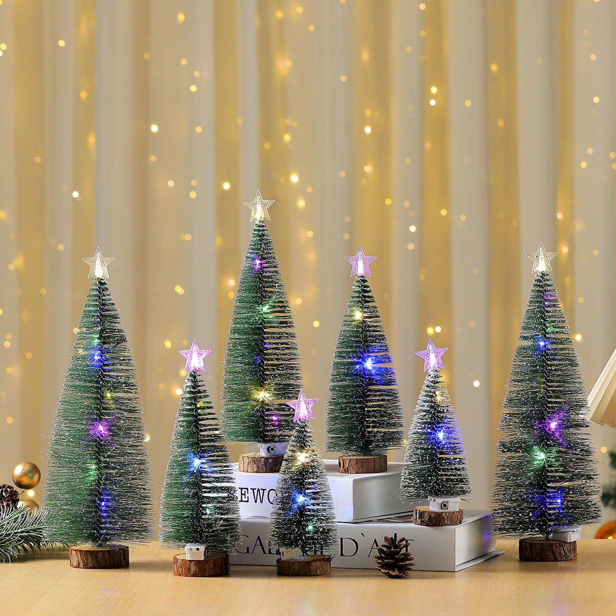 Lighted Mini Christmas Tree with LED Star for Christmas Village Decor - product image 4