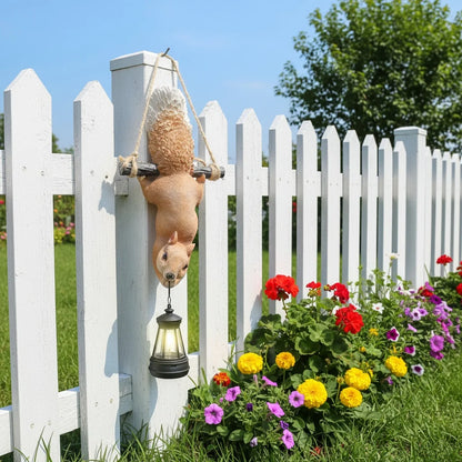 Hanging Squirrel Solar Lantern Garden Statue Whimsical Tree Decor - product image 2