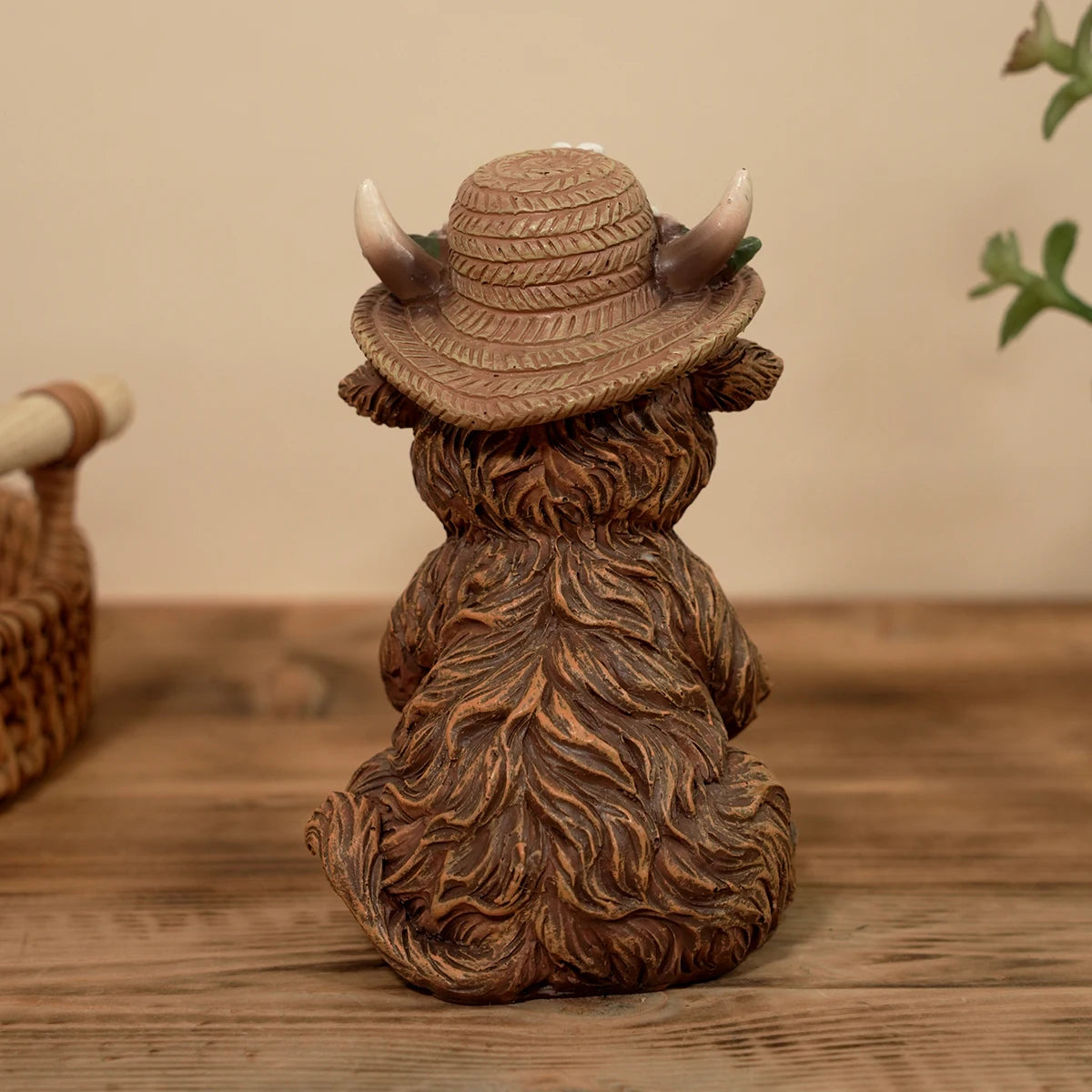 Cute Highland Cow Holding Bunny Figurine for Easter Spring Garden Decor - product image 7