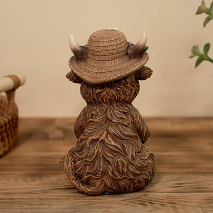 Cute Highland Cow Holding Bunny Figurine for Easter Spring Garden Decor - product image 7