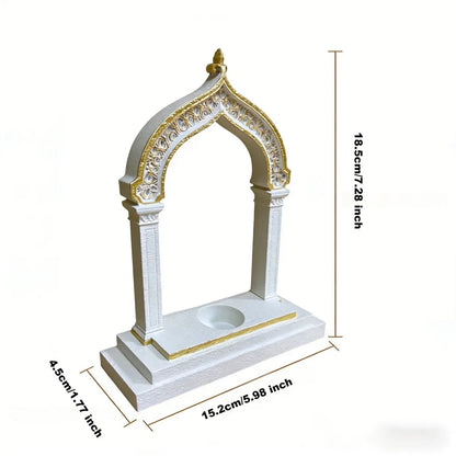 Ramadan Decoration Arch Candle Holder Islamic Style White & Gold Tealight Stand for Home Table Eid Mubarak Festival