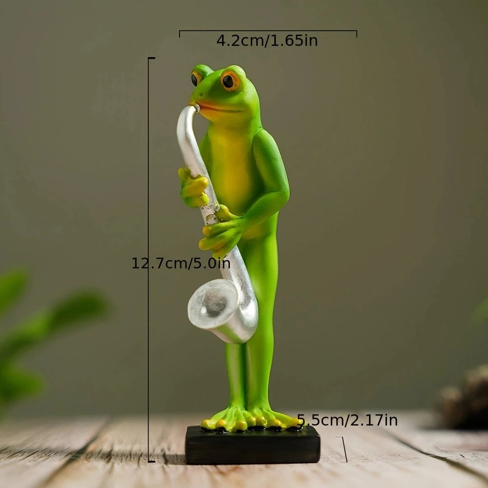 Funny Musical Frog Figurine for Fairy Garden Decor – Bass, Violin, Cello & Saxophone - product image 5