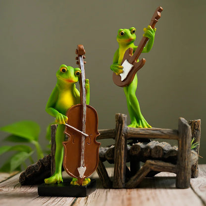 Funny Musical Frog Figurine for Fairy Garden Decor – Bass, Violin, Cello & Saxophone - product image 3