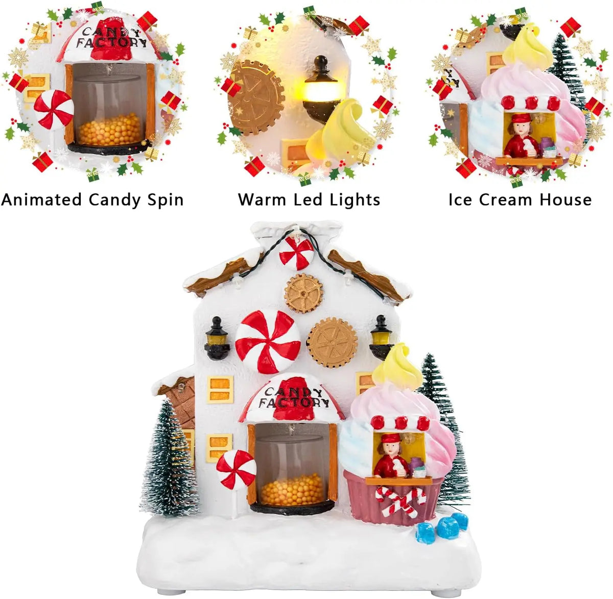 Christmas Village Musical Candy Factory with Rotating Sweets & LEDs - product image 4